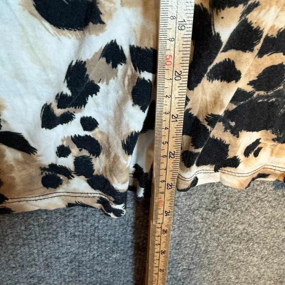 Michael‎ Kors Shirt Womens XL Animal Print Short Sleeve Blouse Stretch